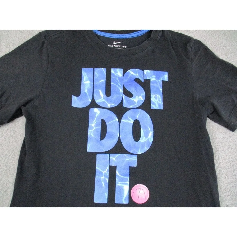 Nike T-Shirt Mens Small Black‎ Short Sleeve Tee Just Do It Dri Fit Basketball